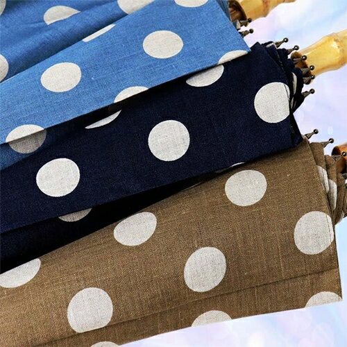 【ふるさと納税】レディース晴雨兼用傘 長傘 531702 麻プリント ドット柄 手開き 12本骨 日本製 DB ／ まちづくり観光振興機構 モダン 高級感 奈良県 田原本町 サムネイル2