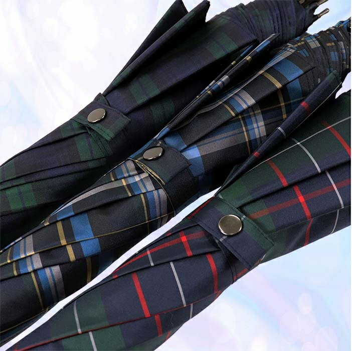 【ふるさと納税】メンズ雨傘 長傘 322201 先染チェック ジャンプ 強風対策傘 日本製 ネイビー×グリーンB ／ まちづくり観光振興機構 モダン 高級感 奈良県 田原本町 サムネイル2