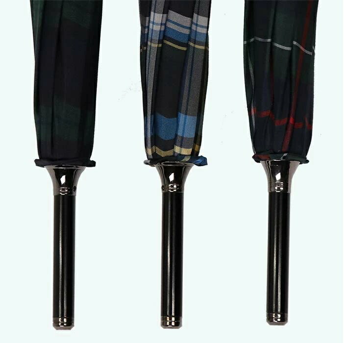 【ふるさと納税】メンズ雨傘 長傘 322201 先染チェック ジャンプ 強風対策傘 日本製 ネイビー×グリーンB ／ まちづくり観光振興機構 モダン 高級感 奈良県 田原本町 サムネイル3