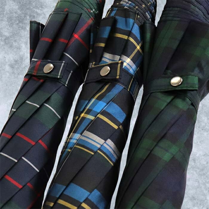 【ふるさと納税】メンズ雨傘 トップレス折傘 372201 先染チェック 日本製 ネイビー×ブルー ／ まちづくり観光振興機構 モダン 高級感 奈良県 田原本町 サムネイル2