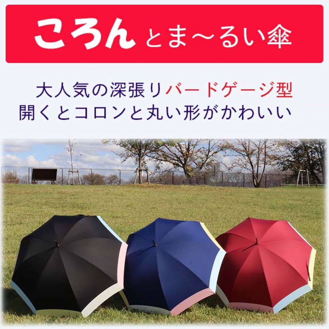 【ふるさと納税】ドーム型 傘 レディース 雨傘 長傘 細身 深張り 無地 手開き 162102 ネイビー ／ まちづくり観光振興機構 折りたたみ カジュアル かわいい 奈良県 田原本町 サムネイル2