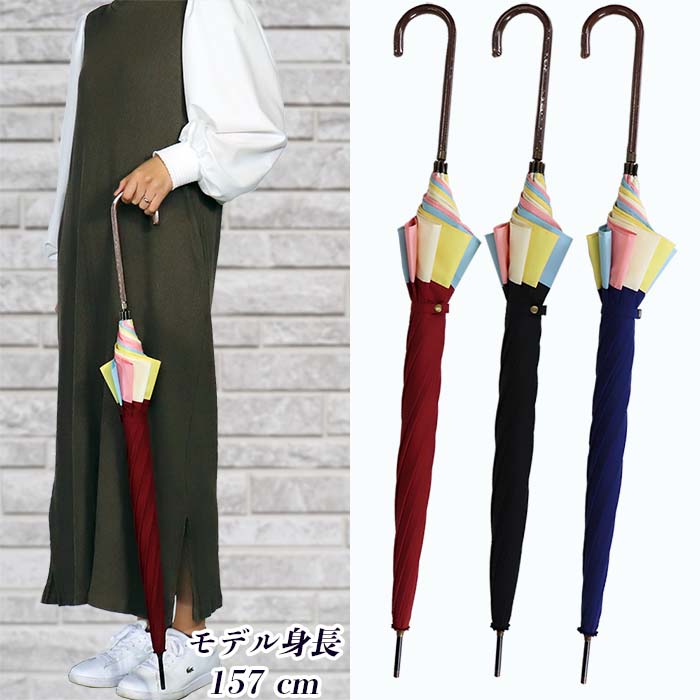 【ふるさと納税】ドーム型 傘 レディース 雨傘 長傘 細身 深張り 無地 手開き 162102 ネイビー ／ まちづくり観光振興機構 折りたたみ カジュアル かわいい 奈良県 田原本町 サムネイル3