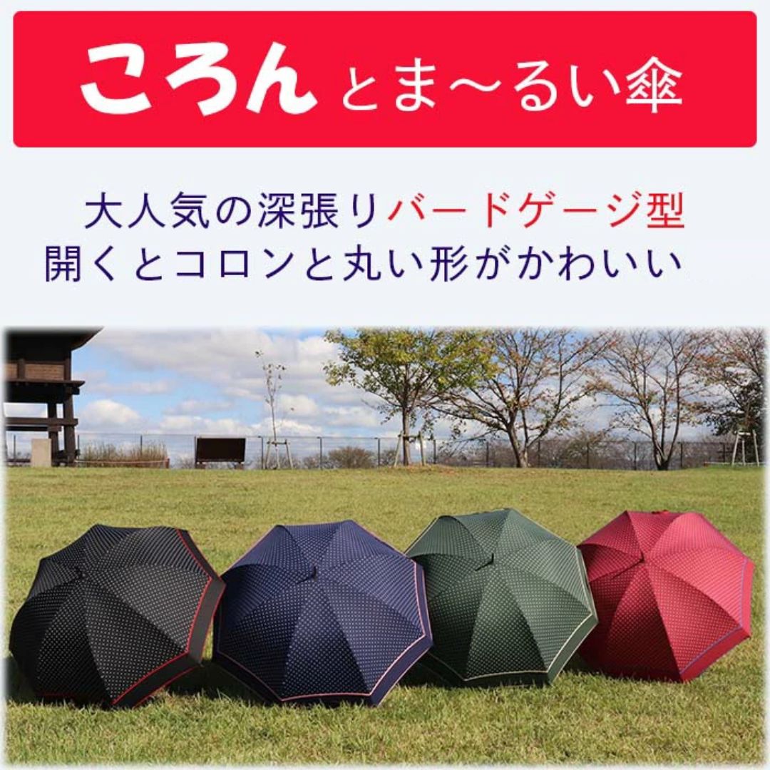 【ふるさと納税】ドーム型 傘 レディース 雨傘 長傘 細身 深張り 水玉 手開き 162103 ネイビー ／ まちづくり観光振興機構 折りたたみ カジュアル かわいい 奈良県 田原本町 サムネイル2