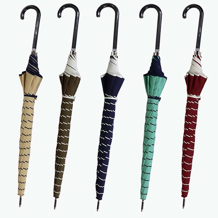 【ふるさと納税】強風対策 耐風傘 雨傘 レディース 長傘 ボーダー ワンタッチジャンプ 162003 ベージュ ／ まちづくり観光振興機構 折りたたみ カジュアル 通勤 通学 奈良県 田原本町 サムネイル3