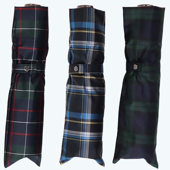 【ふるさと納税】メンズ 雨傘 ミニ傘 392201 先染め チェック柄 日本製 ネイビーXブルー ／ まちづくり観光振興機構 折りたたみ UV防止加工 紫外線対策 全天候型 奈良県 田原本町 サムネイル2