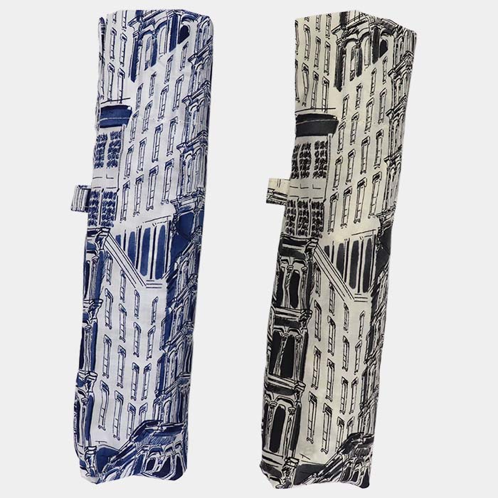 【ふるさと納税】レディース 晴雨兼用傘 ミニ傘 591503 綿 ローンプリント タウン柄 日本製 グレー系 ／ まちづくり観光振興機構 折りたたみ 日傘 UV防止加工 紫外線対策 奈良県 田原本町 サムネイル2