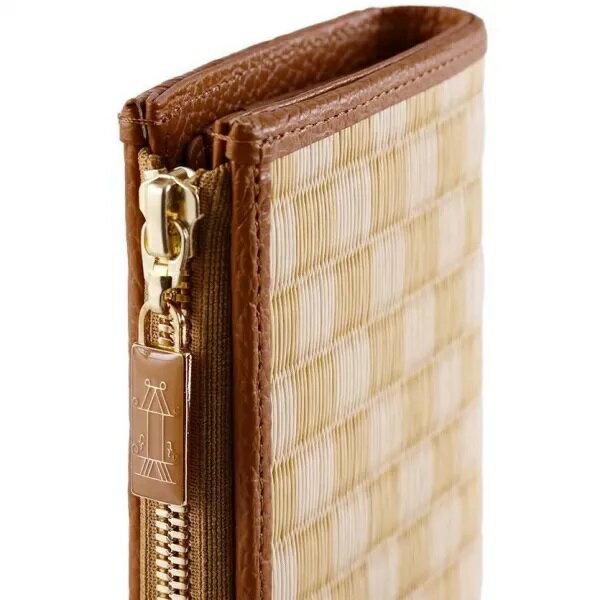 【ふるさと納税】L字ファスナー財布 鳳凰・黄 ／ 織田畳店 葵 Aoi ハンドメイド 二つ折り 財布 畳 セキスイ樹脂製表 本革 奈良県 田原本町 サムネイル2