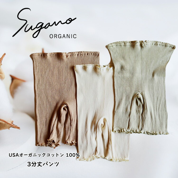 インナー 下着 パンツ SuganoORGANIC 3分丈パンツ フリーサイズ 綿 USAオーガニックコットン 100% | 白 茶 緑 オーガニック コットン ルームウェア フリー スガノ工房 奈良県 御杖村 みつえむら