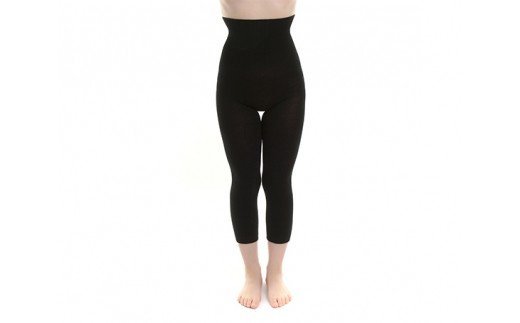 【ふるさと納税】（シコ7ブ1）膝まで温かシルクコットンのはらまきパンツ(7分丈)・ブラック / 国産 日本製 奈良県 広陵町 ファッション インナー 天然繊維 温活 冷え取り 立体編み おしゃれ かわいい 暖かい レディース 冷え性 サムネイル3