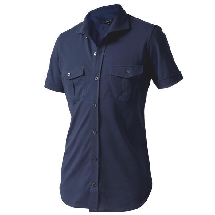 【ふるさと納税】DJS-003 decollouomo メンズパイロットシャツ半袖（生地／コンコルド）ネイビー／Sサイズ サムネイル2