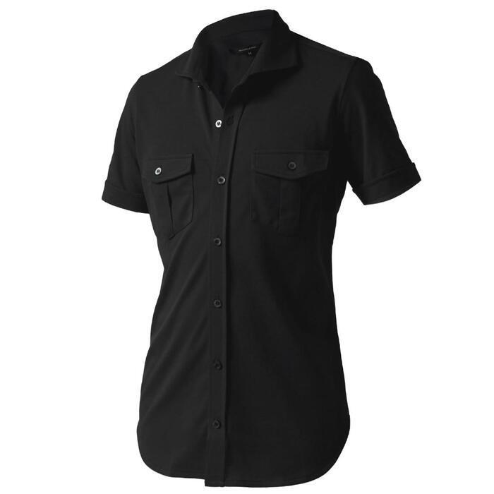 【ふるさと納税】DJS-003 decollouomo メンズパイロットシャツ半袖（生地／コンコルド）スモーキーブラック／Lサイズ サムネイル2