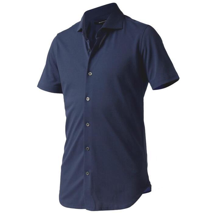 【ふるさと納税】DJS-004 decollouomo メンズドレスシャツ半袖（生地／コンコルド）ネイビー／Sサイズ サムネイル2