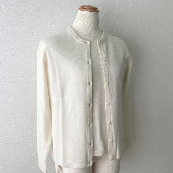 【ふるさと納税】レディースカーディガン（ベビーカシミヤ100%）　ホワイト（Mサイズ） 20402M サムネイル2
