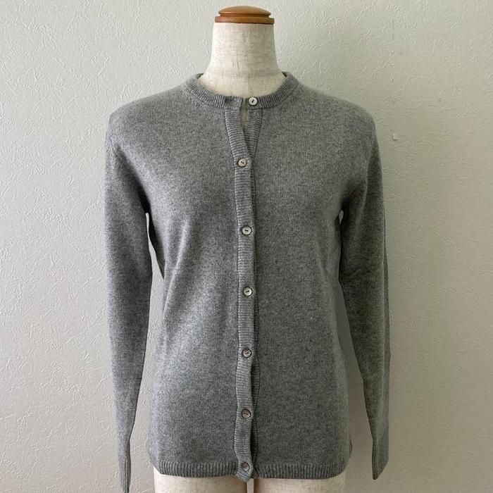 レディースカーディガン（ベビーカシミヤ100%）　グレー　（Mサイズ） 20402M