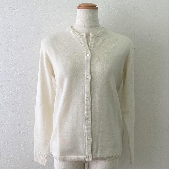 レディースカーディガン（ベビーカシミヤ100%）　ホワイト（Lサイズ） 20402L