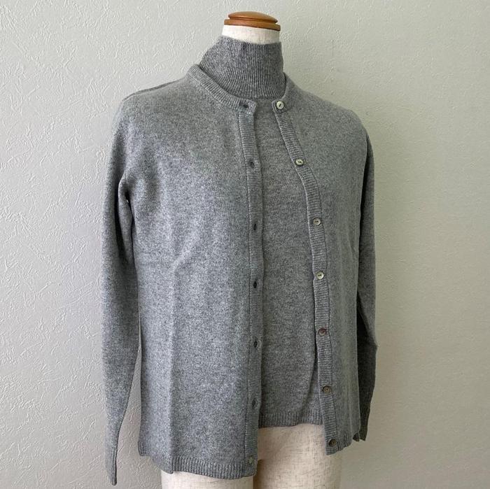 【ふるさと納税】レディースカーディガン（ベビーカシミヤ100%）　グレー　（Lサイズ） 20402L サムネイル2