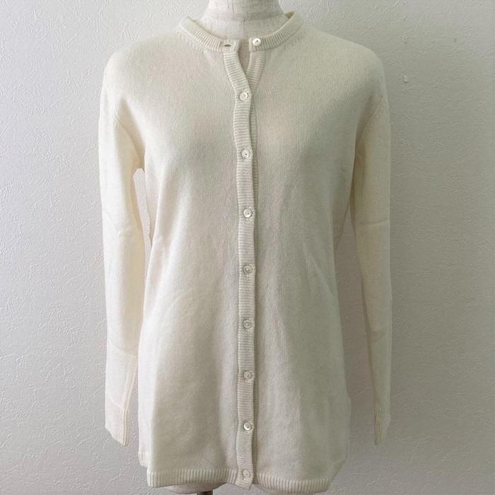 レディースロングカーディガン（ベビーカシミヤ100%）　ホワイト（Mサイズ） 20403M