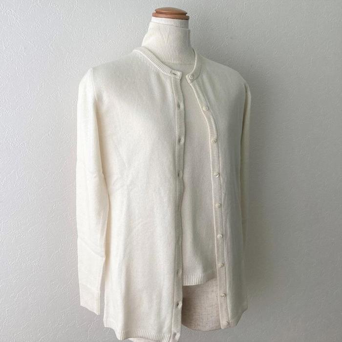 【ふるさと納税】レディースロングカーディガン（ベビーカシミヤ100%）　ホワイト（Mサイズ） 20403M サムネイル2