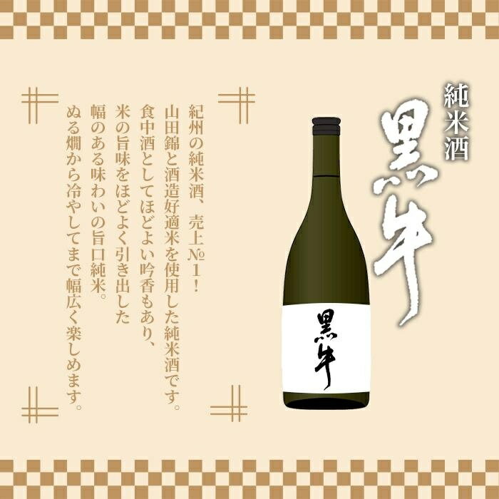 【ふるさと納税】【ギフト対応】【化粧箱入り】純米酒「黒牛」「紀の国」2本セット サムネイル3