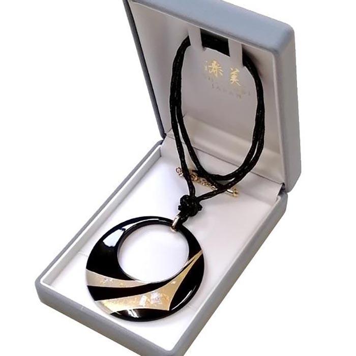 漆器のペンダント　蒔絵　きらめき　リング型