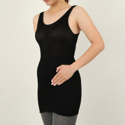 シルクタンクトップ型腹巻き 冷え予防 インナー ブラック【1264703】