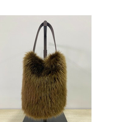 OKADA TEXTILE バケツ型 エコファーバッグ ブラウン【1285982】