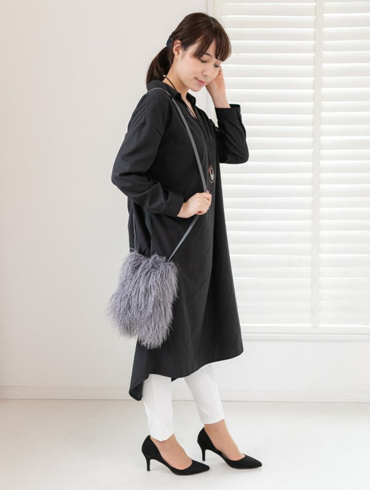 【ふるさと納税】くるくる可愛い チベットラム毛皮ポシェット グレー サムネイル3