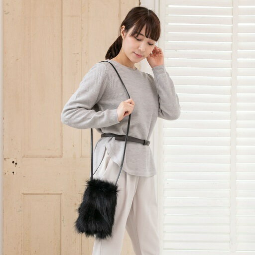 【ふるさと納税】ちょっとした贅沢!フォックス毛皮ポシェット ブラック サムネイル3