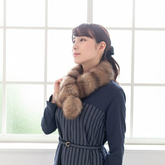 【ふるさと納税】毛皮の王様 ロシアンセーブルダブルフェースロングマフラー ワイルド サムネイル2