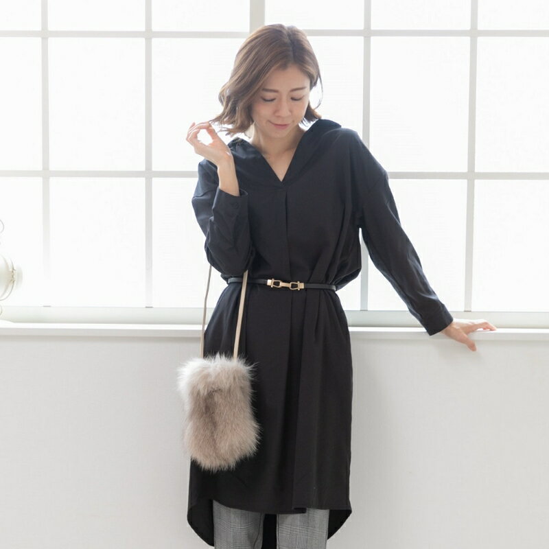 【ふるさと納税】ちょっとした贅沢！フォックス毛皮ポシェット　グレージュ サムネイル2