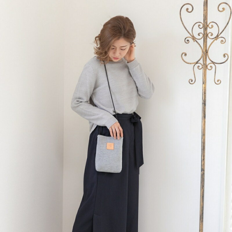 【ふるさと納税】感動を生む吊り編みの技！天竺ニットサコッシュ　グレー サムネイル2