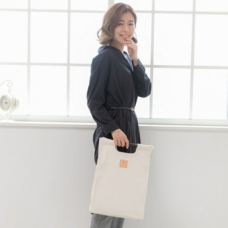 【ふるさと納税】伝統に培われた技術!　黒竹持ち手倉敷帆布トート 生成り サムネイル2