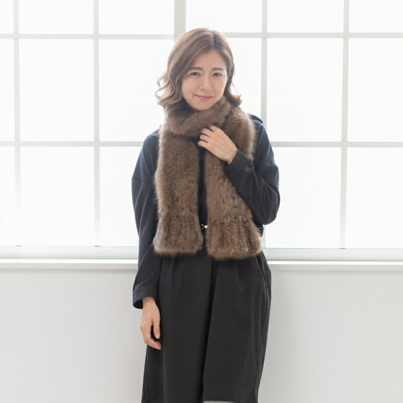 【ふるさと納税】毛皮の王様 ロシアンセーブルヤーンロングマフラー ワイルド サムネイル2