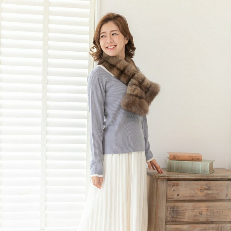 【ふるさと納税】毛皮の王様 ロシアンセーブル切替えチョーカー ワイルド サムネイル2