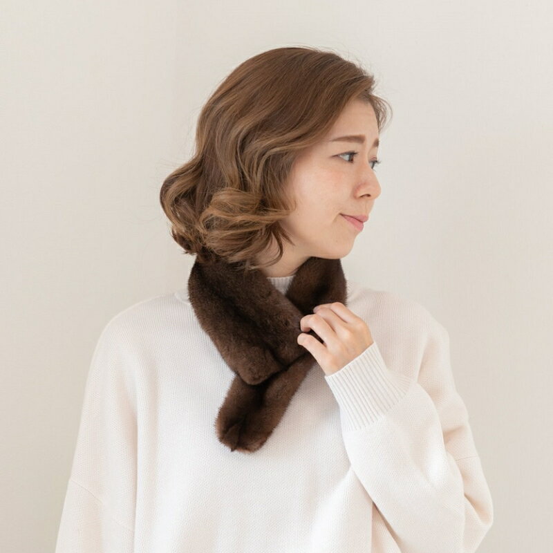 毛皮の宝石 NAFAミンクDFチョーカー　ブラウン