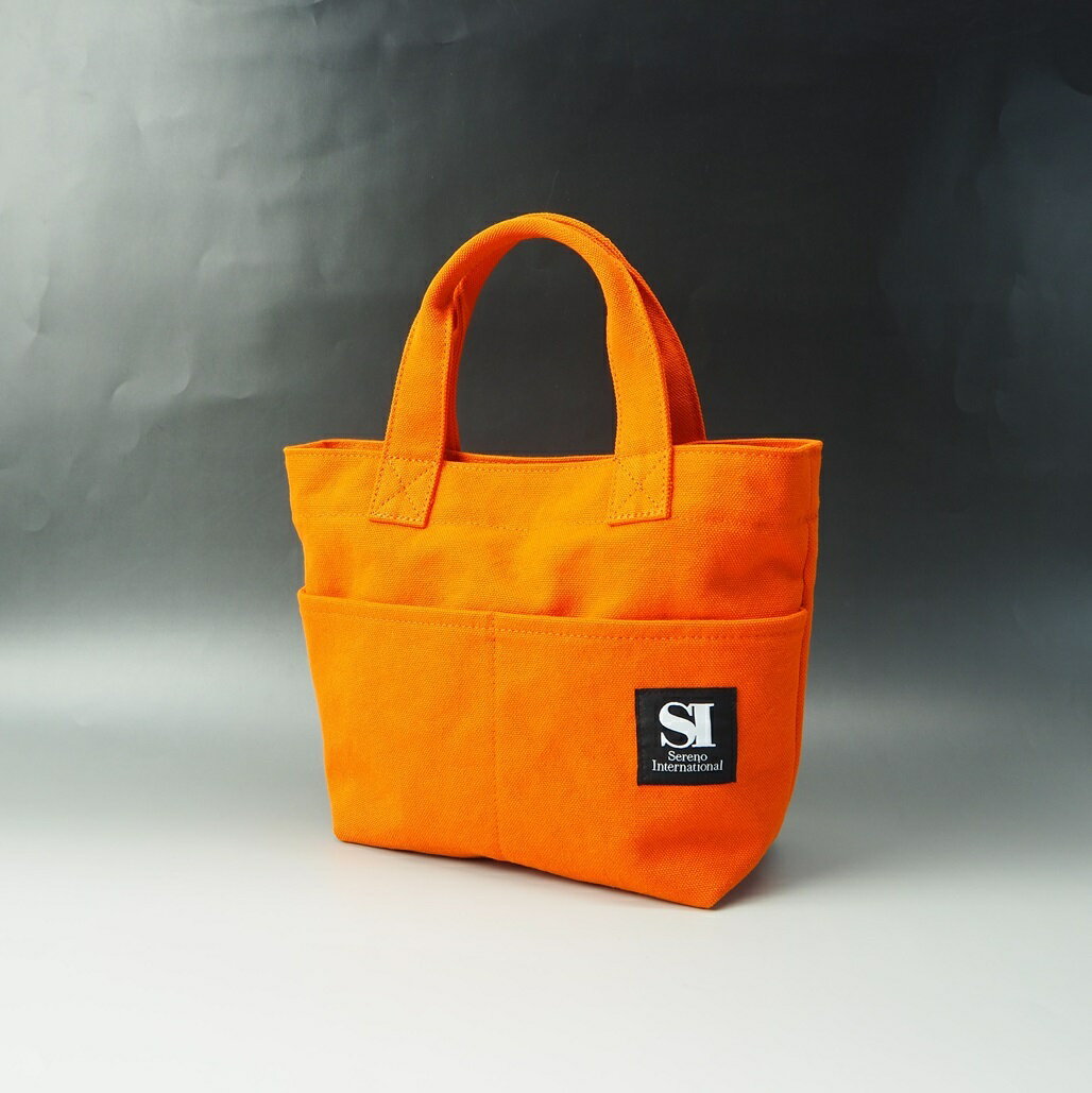 伝統に培われた技術!倉敷帆布前面ポケットミニトートオレンジ