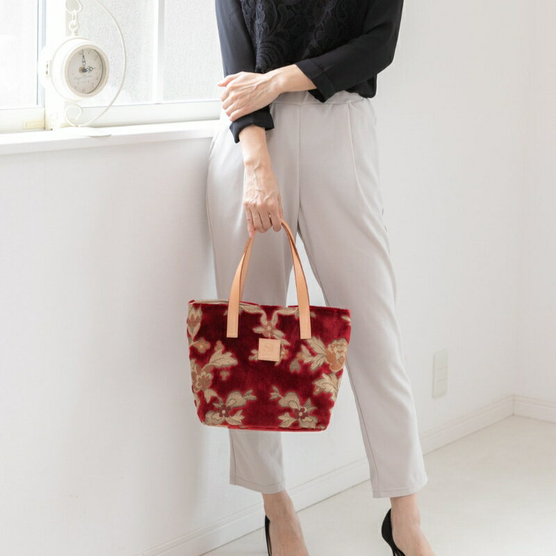 【ふるさと納税】伝統の技が息づく逸品！　金華山織り トートバッグ　レッド サムネイル2