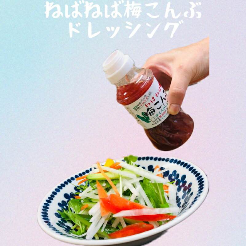 【ふるさと納税】ねばねば梅こんぶドレッシング 250ml×2本 / 和歌山 和歌山県 田辺市 紀州南高梅 南高梅 梅干し 梅干 梅 北海道産こんぶ 昆布 ノンオイル ドレッシング トッピング サラダ サムネイル2