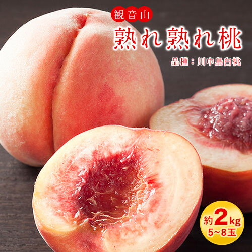 【先行予約】ブランド桃 観音山熟れ熟れ桃（川中島白桃）約2kg 有限会社柑香園《2026年7月下旬-8月下旬頃出荷》和歌山県 紀の川市 フルーツ 果物 桃 もも モモ 川中島白桃 白桃 観音山フルーツ 柑香園