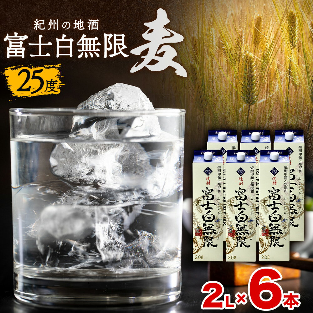 紀州の地酒 富士白無限 ふじしろむげん 《麦》 25度 2L×6パック エバグリーン 中野BC株式会社 《30日以内に出荷予定(土日祝除く)》和歌山県 岩出市 酒 お酒 地酒