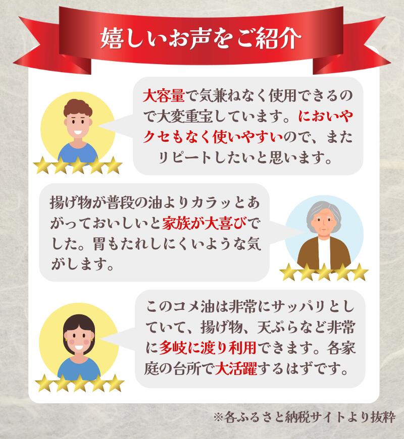 【ふるさと納税】 こめ油 国産 500g×6本入り【 大人気 】《 レビューキャンペーン 実施中 ! 》 / 米油 コメ油 こめあぶら 食用油 植物油 オイル 保存 和歌山県 人気 料理 揚げ物 つの食品 築野食品 30000円 ふるさと納税 油 サムネイル2