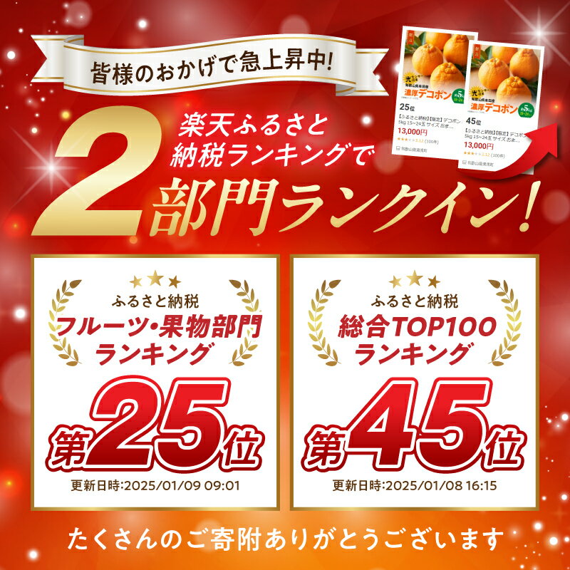 【ふるさと納税】【2026年先行予約】【限定】 デコポン 約 5kg 15玉 ～ 24玉 サイズ おまかせ 糖度 13度以上 選果 こだわり 厳選 濃厚 甘さ 適度 酸味 不知火 フルーツ 果物 デザート 柑橘 果実 甘み 国産 食べ物 お取り寄せフルーツ 有田産 和歌山県 湯浅町 送料無料 サムネイル2