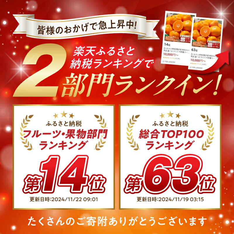 【ふるさと納税】高評価★4.59 先行予約 有田みかん 秀品 選べる サイズ 内容量 S ~ L 5kg / 10kg コク 濃厚な甘さ ジューシー ノーワックス 温州みかん みかん フルーツ 柑橘 果物 果実 国産 食品 期間限定 お取り寄せ お取り寄せフルーツ 和歌山県 湯浅町 送料無料 サムネイル2