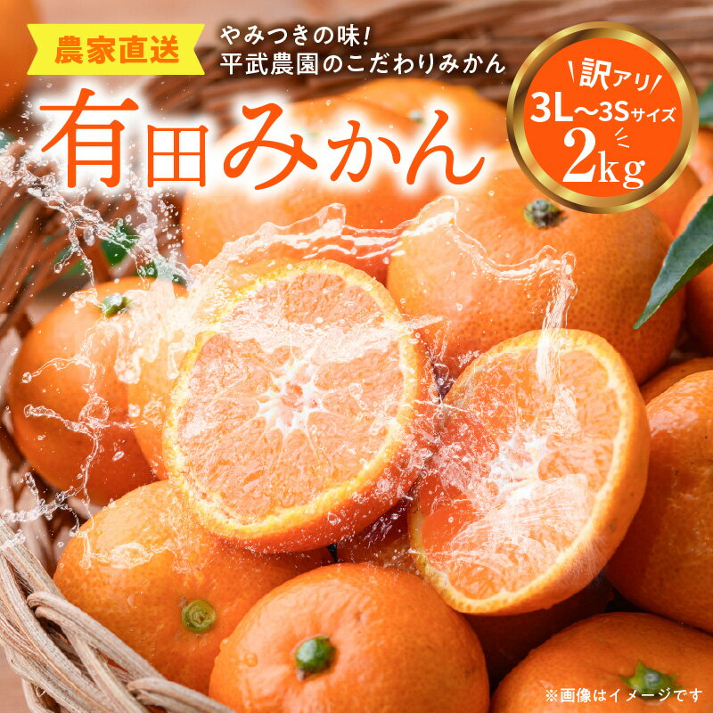 【平武農園より農家直送！】有田みかん 訳あり2kg≪サイズ混合(3S～3L)≫ 蛍飛ぶ町から旬の便り
