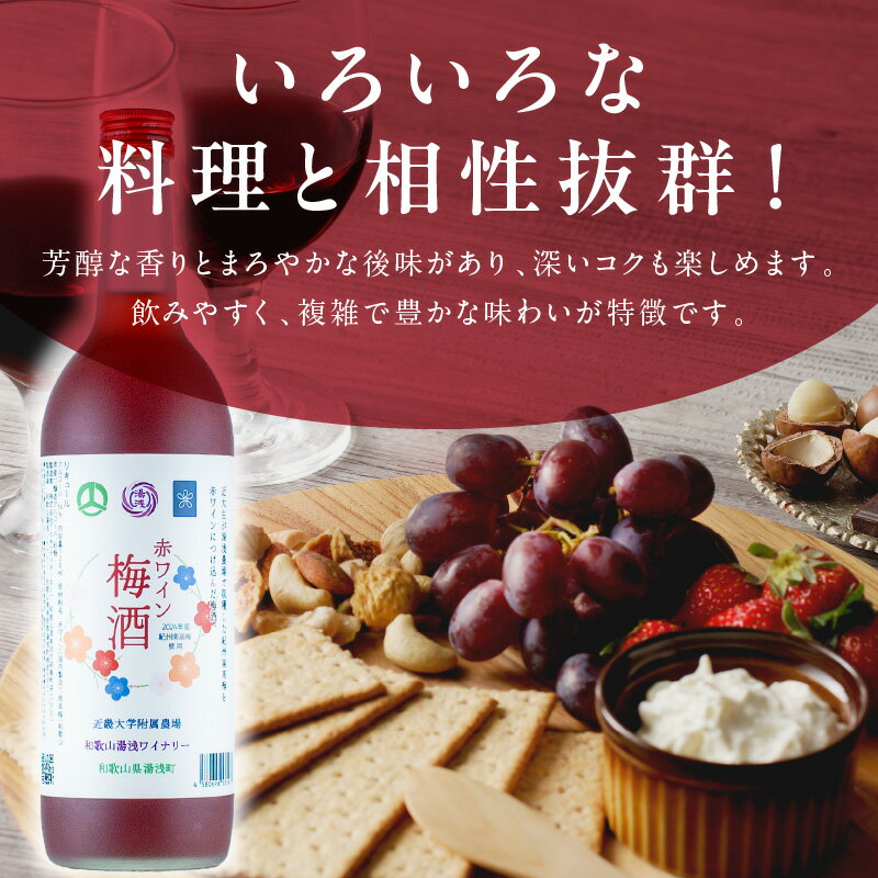 【ふるさと納税】赤ワイン梅酒2024 720ml 赤ワイン 梅酒 飲みやすい 紀州南高梅 梅 お取り寄せ 和歌山県 湯浅町 送料無料 サムネイル3
