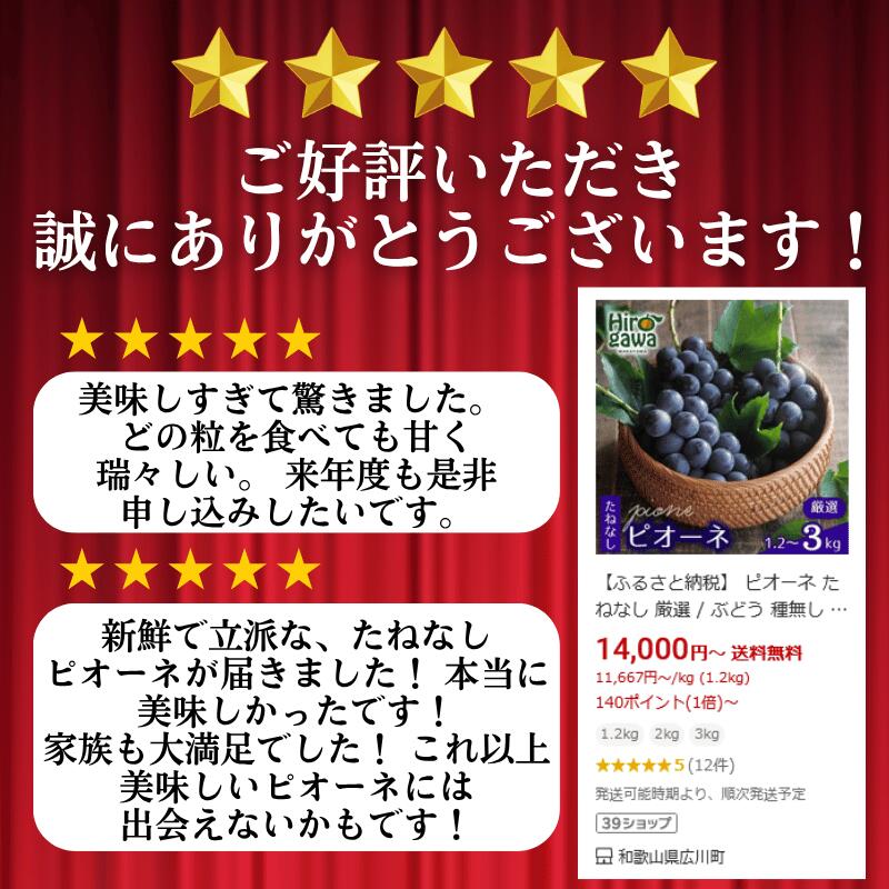 【ふるさと納税】 ピオーネ たねなし 厳選 / ぶどう 種無し 甘い 高級 和歌山 2kg 3kg ※2026年8月中旬～2026年9月中旬に順次発送 ※北海道・沖縄・離島への配送不可 //hokaf サムネイル3