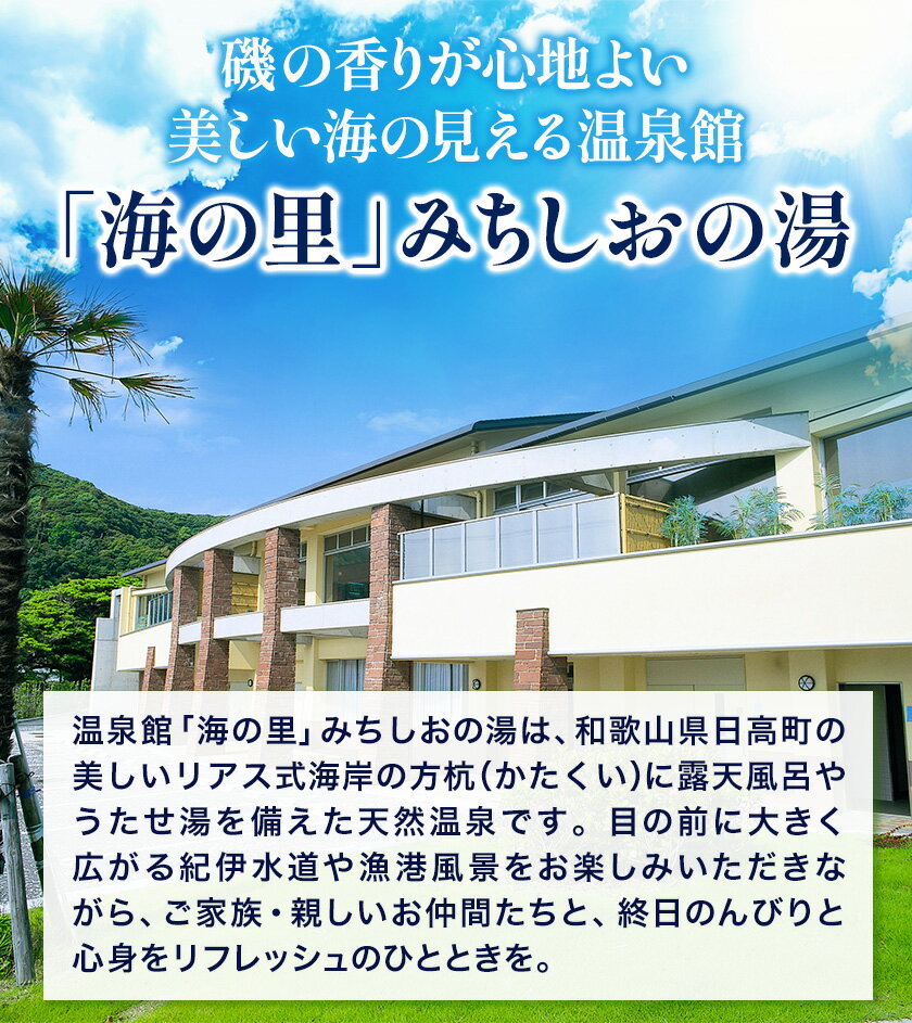 【ふるさと納税】【温泉館「海の里」みちしおの湯】利用券 12枚組 日高町役場《30日以内に出荷予定(土日祝除く)》和歌山県 日高町 温泉 チケット 天然温泉 家族温泉 露天風呂 サムネイル3
