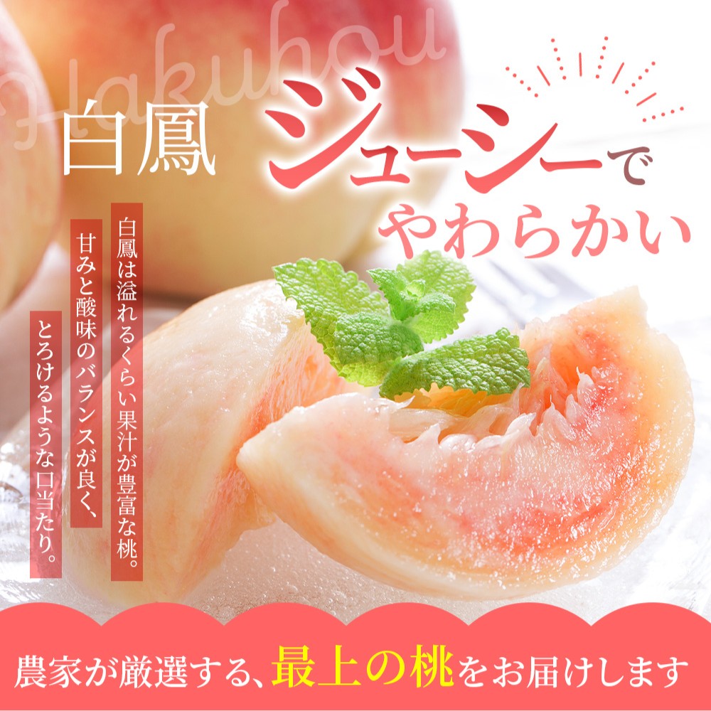 【ふるさと納税】先行販売！【モモ】 白鳳　桃の王様！食べきりやすい3個入り 【2026年6月末頃～2026年7月末頃に順次発送予定】（お届け日指定不可） 【秀品】こだわり農家厳選 【KG17】 | もも フルーツ 果物 くだもの 食品 人気 おすすめ 送料無料 //best サムネイル2