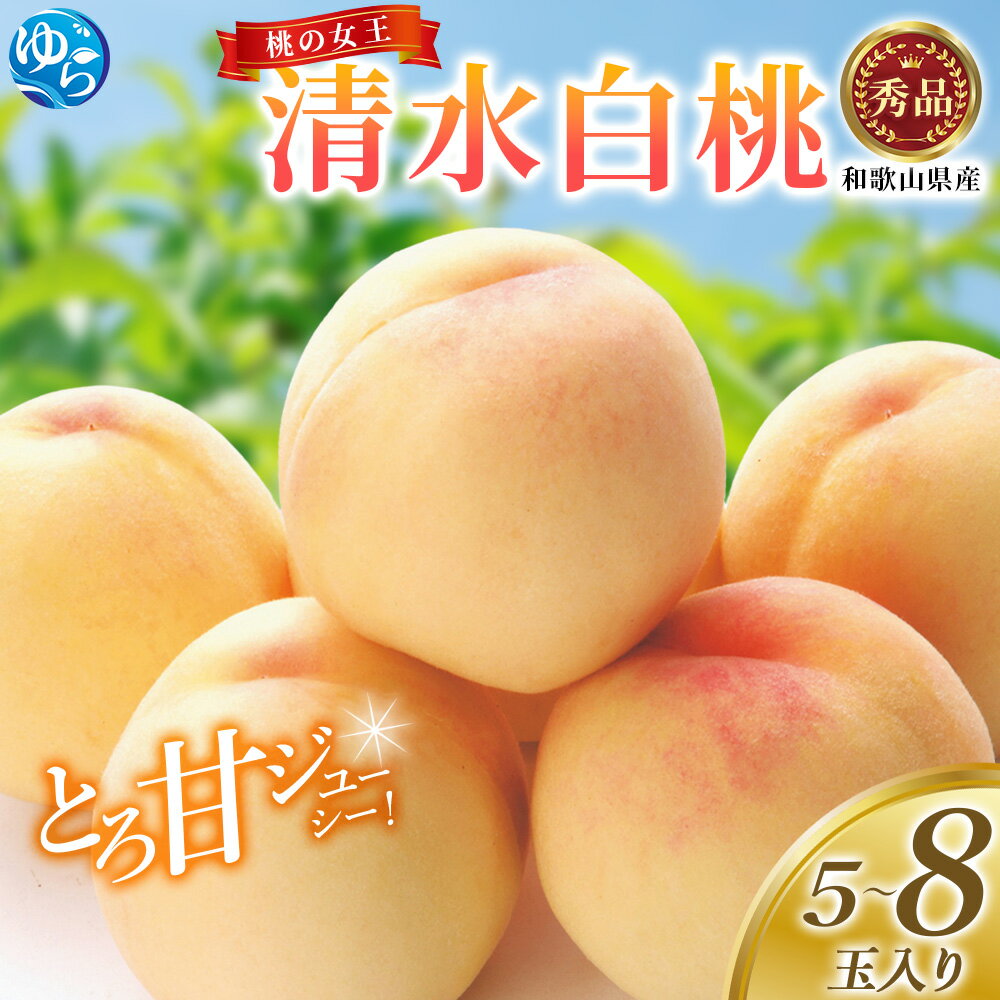 桃 清水白桃 5～8玉入り 秀品 / 和歌山 甘い 完熟 もも ※2026年7月中旬から8月上旬ごろ発送