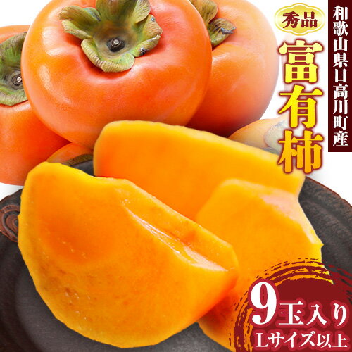 秀品 富有柿 9玉入り（Lサイズ以上） 山本農園 《2025年10月上旬-12月末頃出荷》 和歌山県 日高川町 柿 かき 贈答用 贈り物 フルーツ 果物